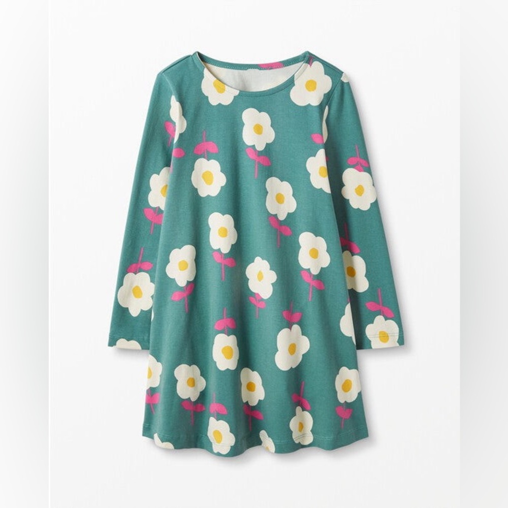 HANNA ANDERSSON Swing Pocket Twirl Dress in Soft Sage Floral Size 120 US 6-7